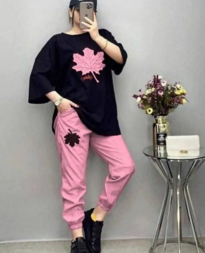 ست تیشرت و شلوار برگ زنانه | ۱۲ رنگ جذاب و پرفروش ۲۰۲5