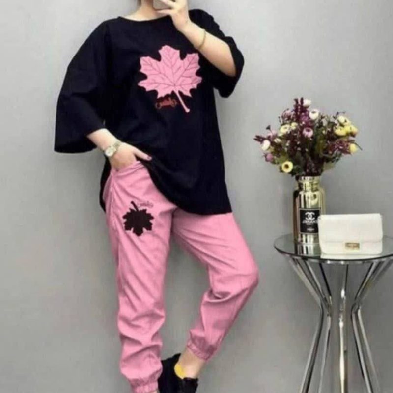 ست تیشرت و شلوار برگ زنانه | ۱۲ رنگ جذاب و پرفروش ۲۰۲5